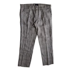Todd Snyder Grey Slim-Fit Glen Plaid Linen Trousers Size Large